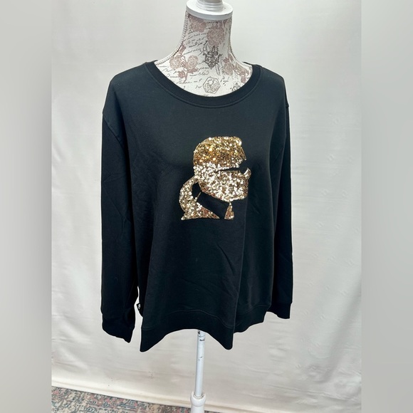KARL LAGERFELD‎ Black with gold head logo sweatshirt size XL. - Picture 8 of 12